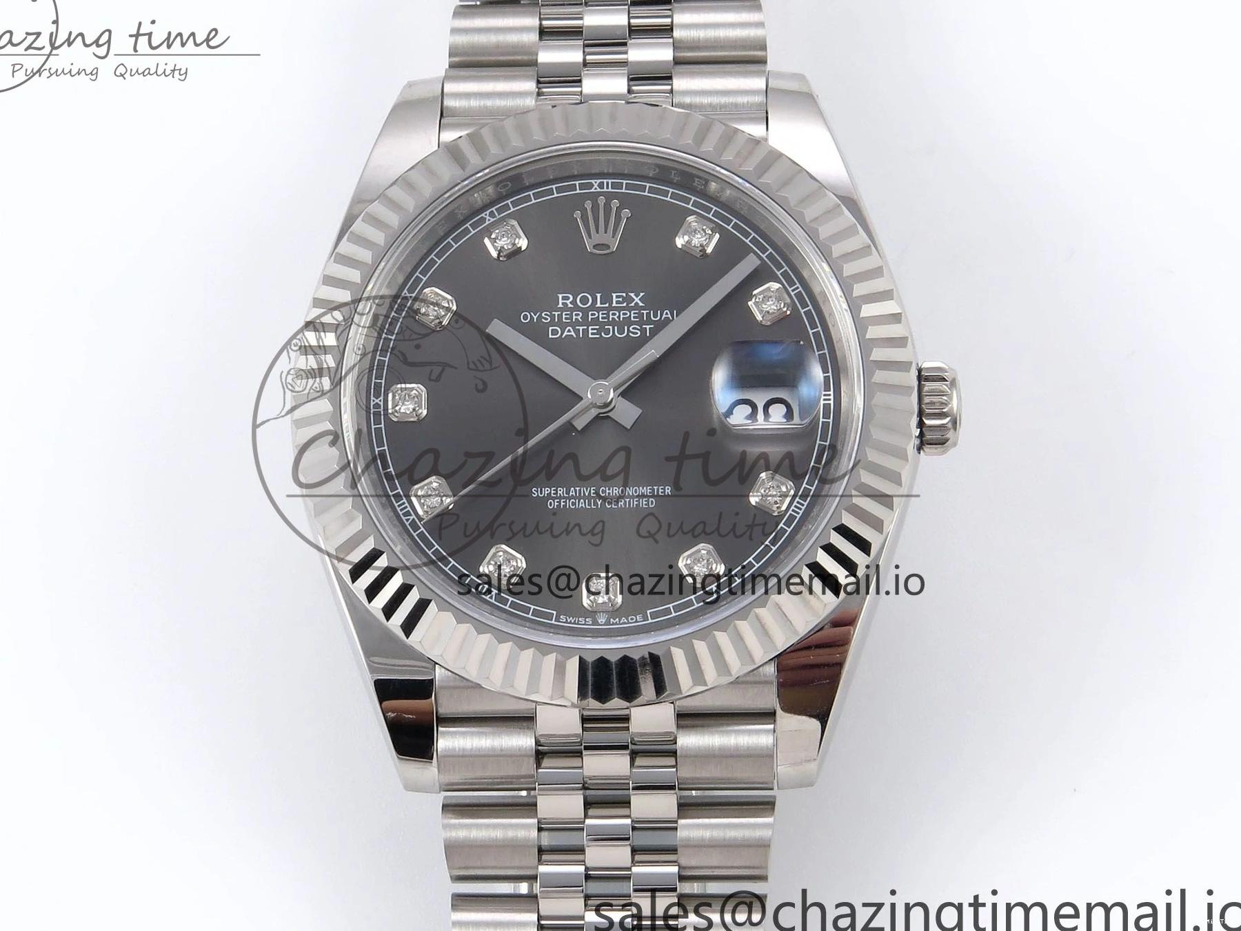 MiroTime 0515 Timeless DateJust 41 126334 EWEF Best Edition Gray Diamonds Dial on Jubilee Bracelet A 1042